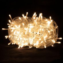 Lampki choinkowe 100 LED, białe ciepłe BIAŁY KABEL (EL21028)