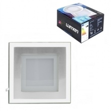 Panel sufitowy LED 6W KWADRAT, światło zimne białe, obudowa srebrna kwadratowa. (EL18016)