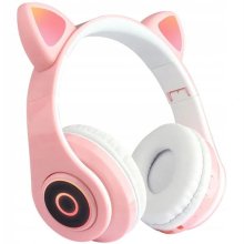 Słuchawki nauszne Bluetooth Kocie Uszy - Różowe (AK5045)