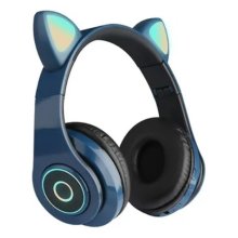 Słuchawki nauszne Bluetooth Kocie Uszy - Niebieskie (AK5046)