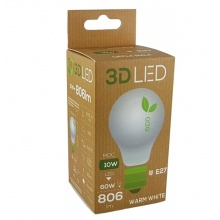 Żarówka 3D LED ECO E27 10W, światło ciepłe białe (EL5019)