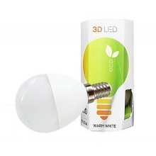 Żarówka LED 3D, 6W E14, ciepła biała, KULKA (EL4016)